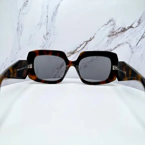 New PRADA Sunglasses Brown Juniper Tortoise Gray Lens Square - Picture 14 of 16